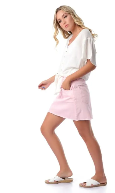 54325 Pink Casual Short Jeans Skirt