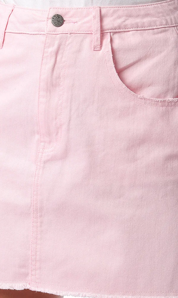 54325 Pink Casual Short Jeans Skirt