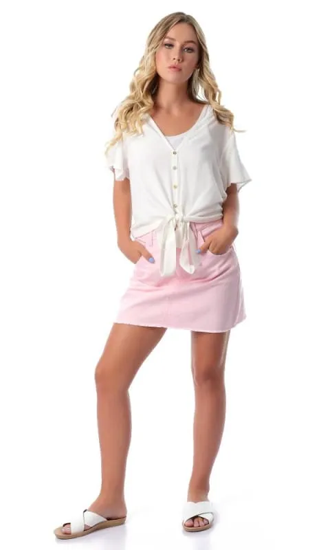 54325 Pink Casual Short Jeans Skirt
