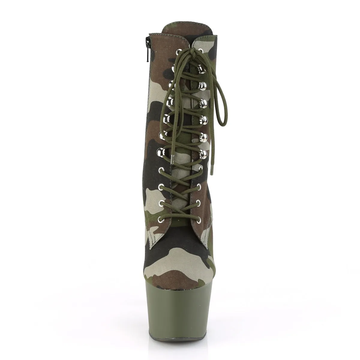ADORE-1020CAMO Pleaser Green Camo Fabric Sexy Platform Shoes (Pole Dancing Heels)