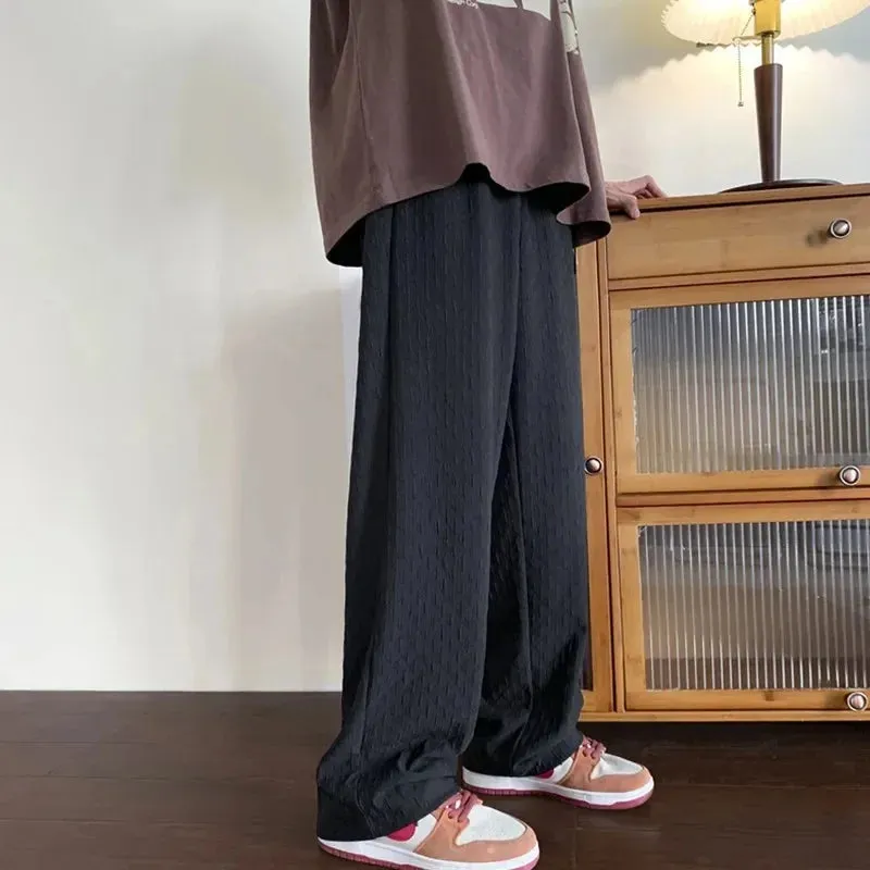 Autumn Draped Men's Loose Fit Trousers | Trendy Straight-Leg Bell Bottoms