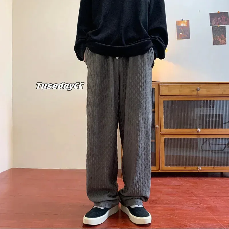 Autumn Draped Men's Loose Fit Trousers | Trendy Straight-Leg Bell Bottoms