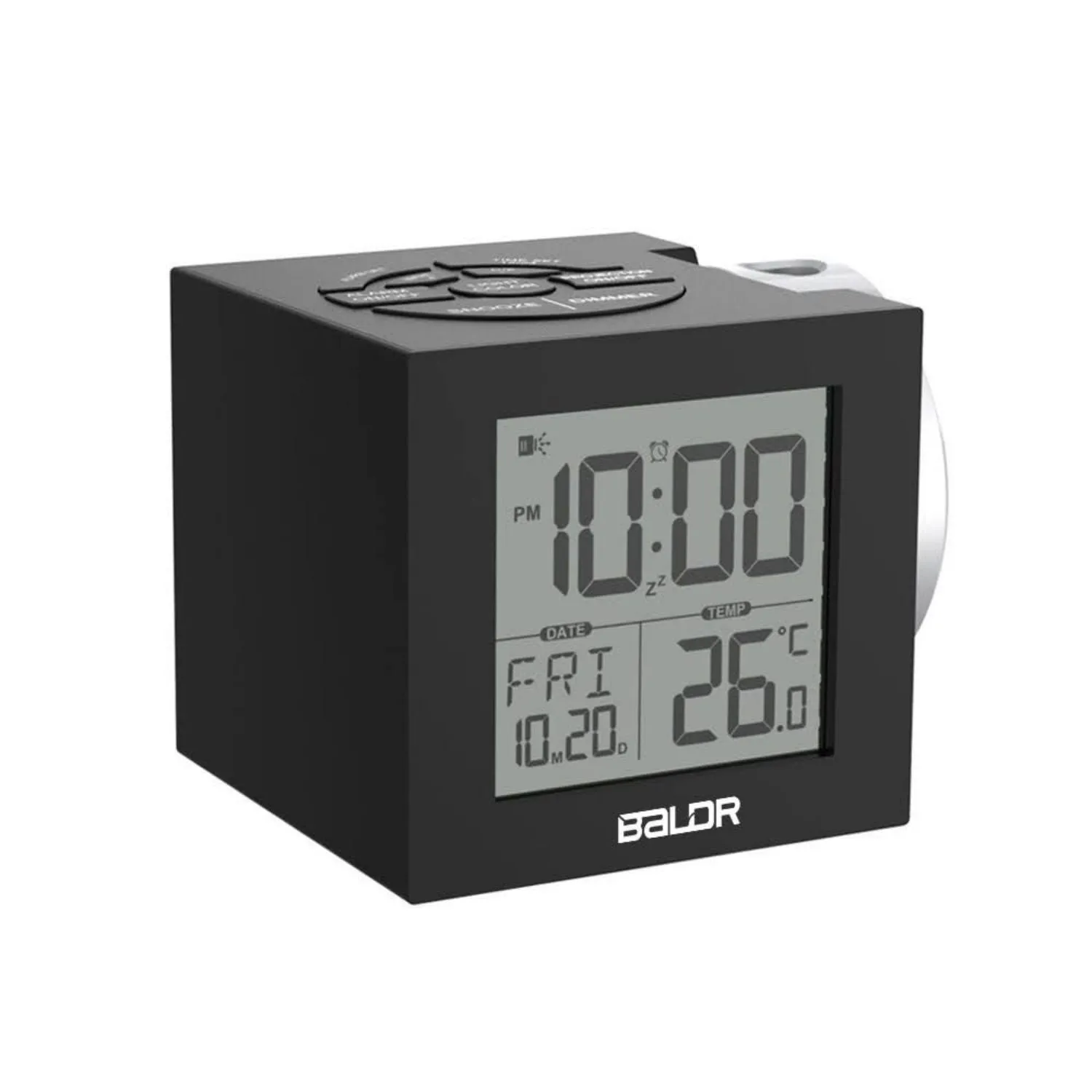 BALDR Projection Alarm Clock with 7 Colorful Backlit