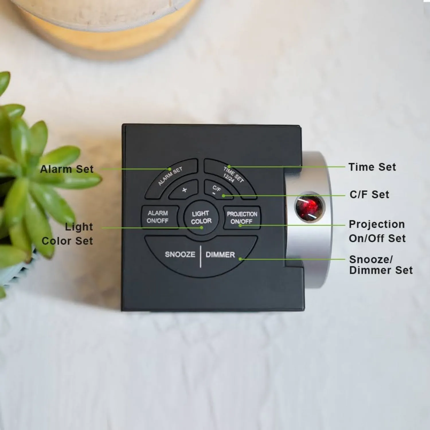 BALDR Projection Alarm Clock with 7 Colorful Backlit