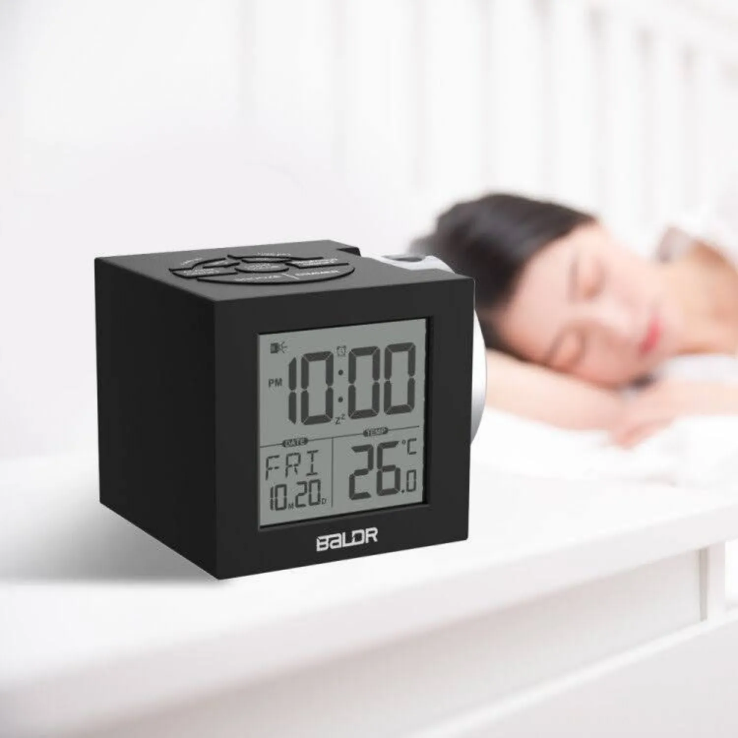 BALDR Projection Alarm Clock with 7 Colorful Backlit