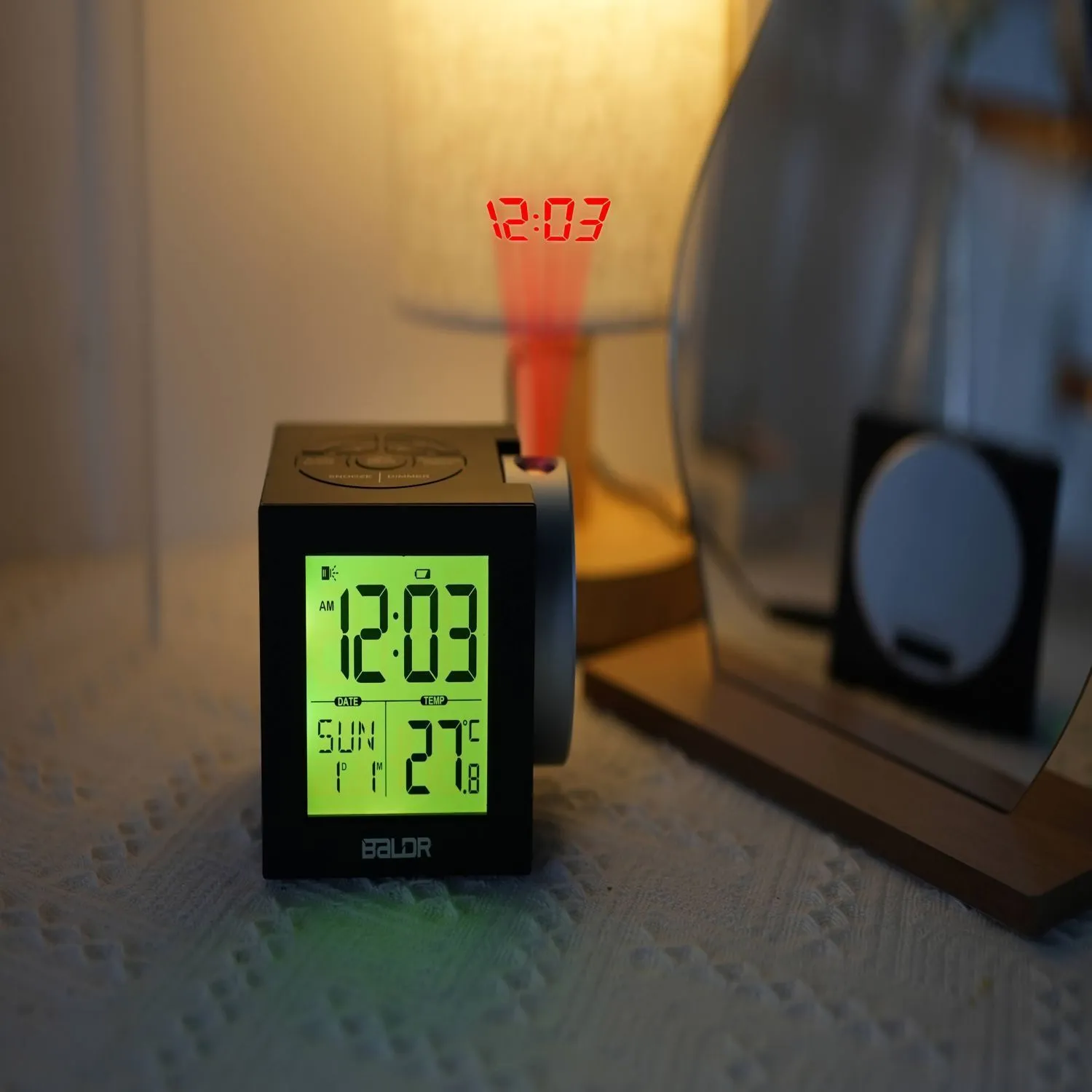 BALDR Projection Alarm Clock with 7 Colorful Backlit