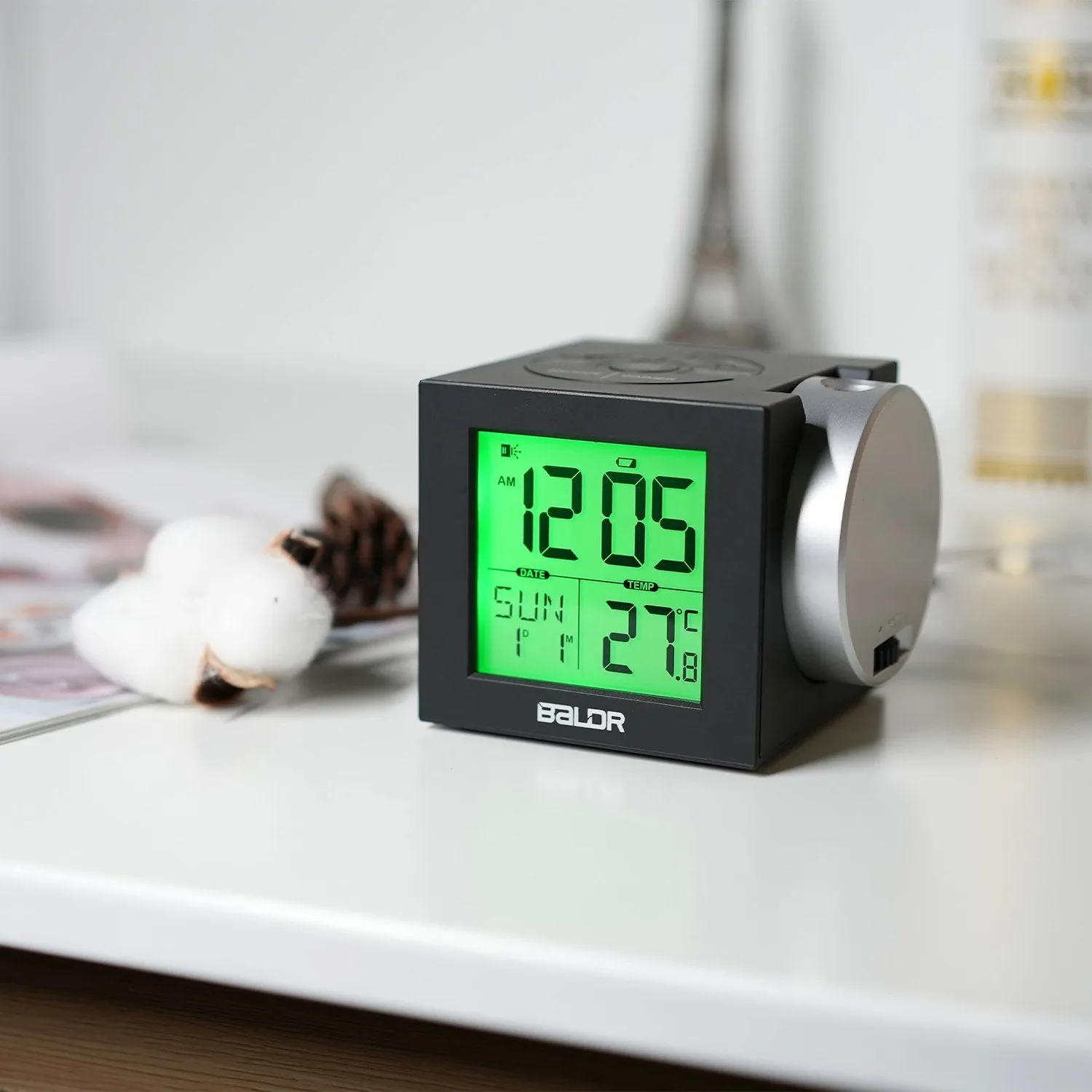 BALDR Projection Alarm Clock with 7 Colorful Backlit