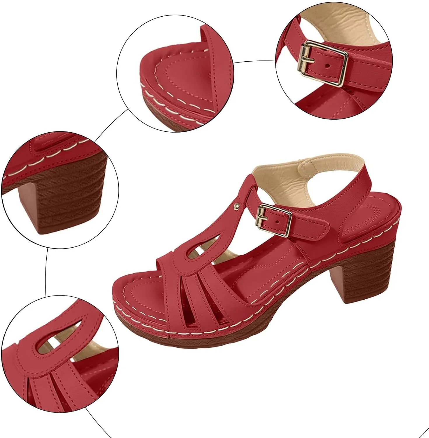 Beach Sandals for Women Arch Support Ankle Strap Wedge Platform Summer Casual Hollow Out Open Toe Low Heel Shoes 2025 Comfortable Dressy Heeled Chunky Wedges Heels Work Sandal Office