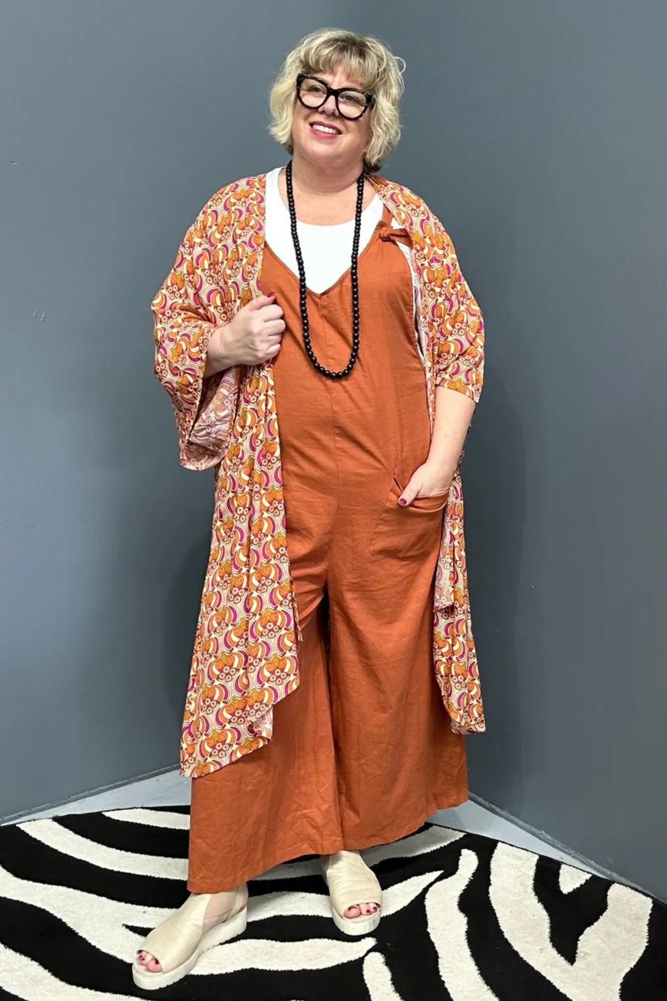 BILLIE' Stretch Linen Overalls - Rust