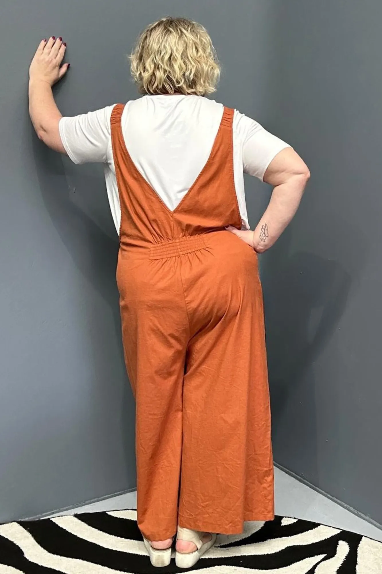 BILLIE' Stretch Linen Overalls - Rust