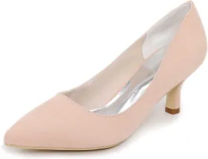 Closed Toe Bridal Wedding Shoes - High Heel Slip-On Satin Pumps, Perfect for Evening Parties, Proms & Formal Dresses