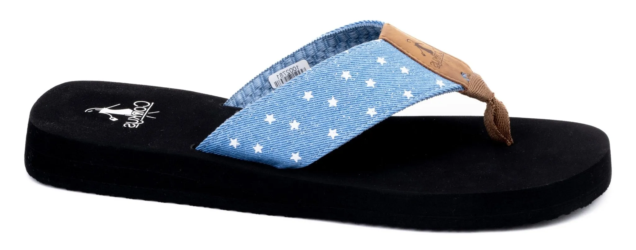 Corky's Footwear Summer Break Flip Flops - Blue Denim Stars