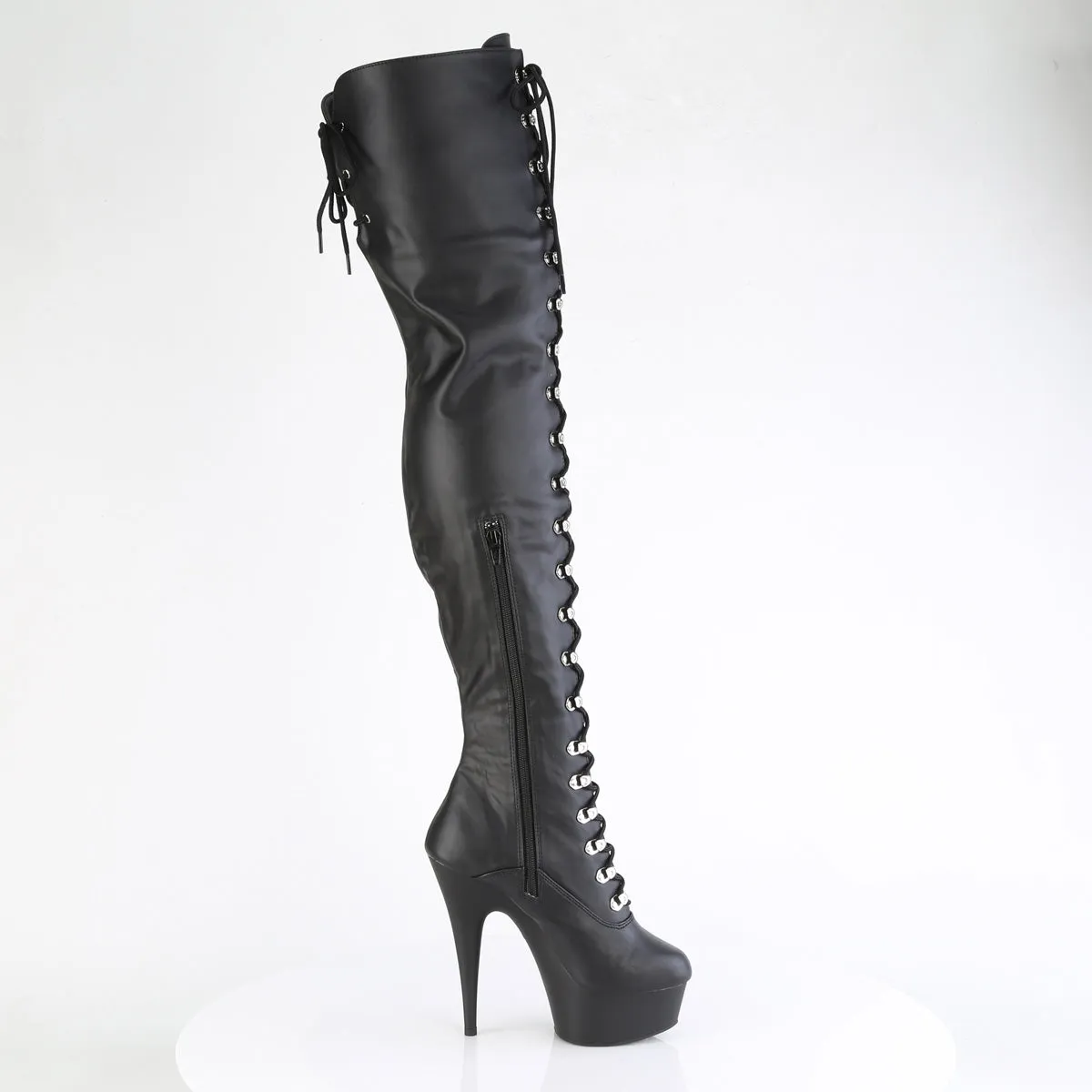 DELIGHT-3022 Pleaser Black Faux Leather Sexy Platform Shoes (Pole Dancing Heels)