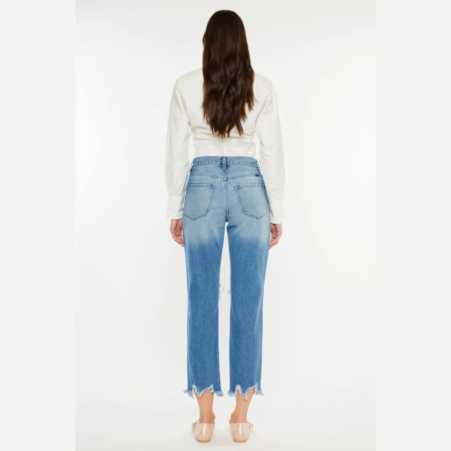 Distressed Frayed Hem Cropped Jeans