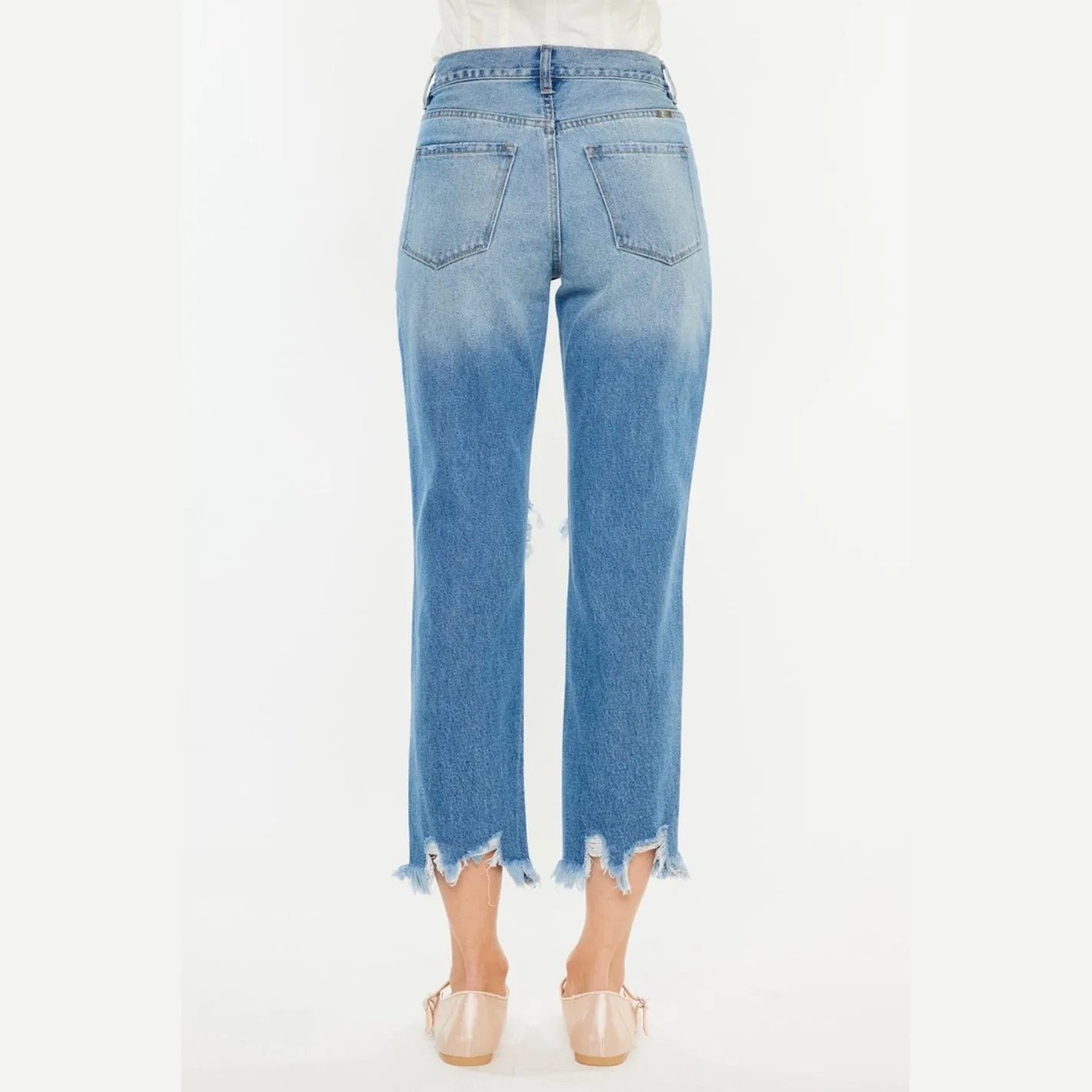 Distressed Frayed Hem Cropped Jeans
