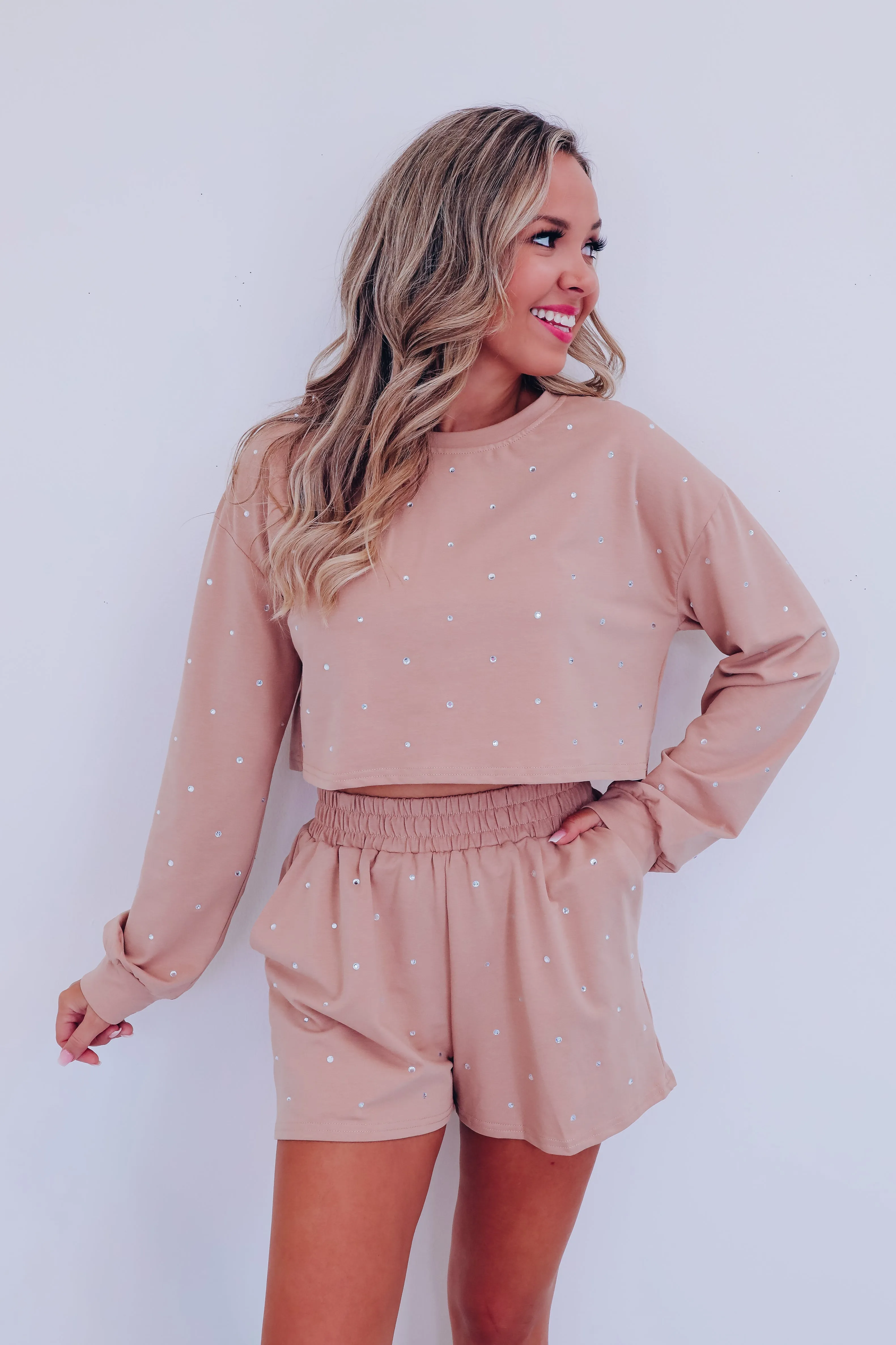 Dreaming Of Diamonds Shorts Set - Mocha