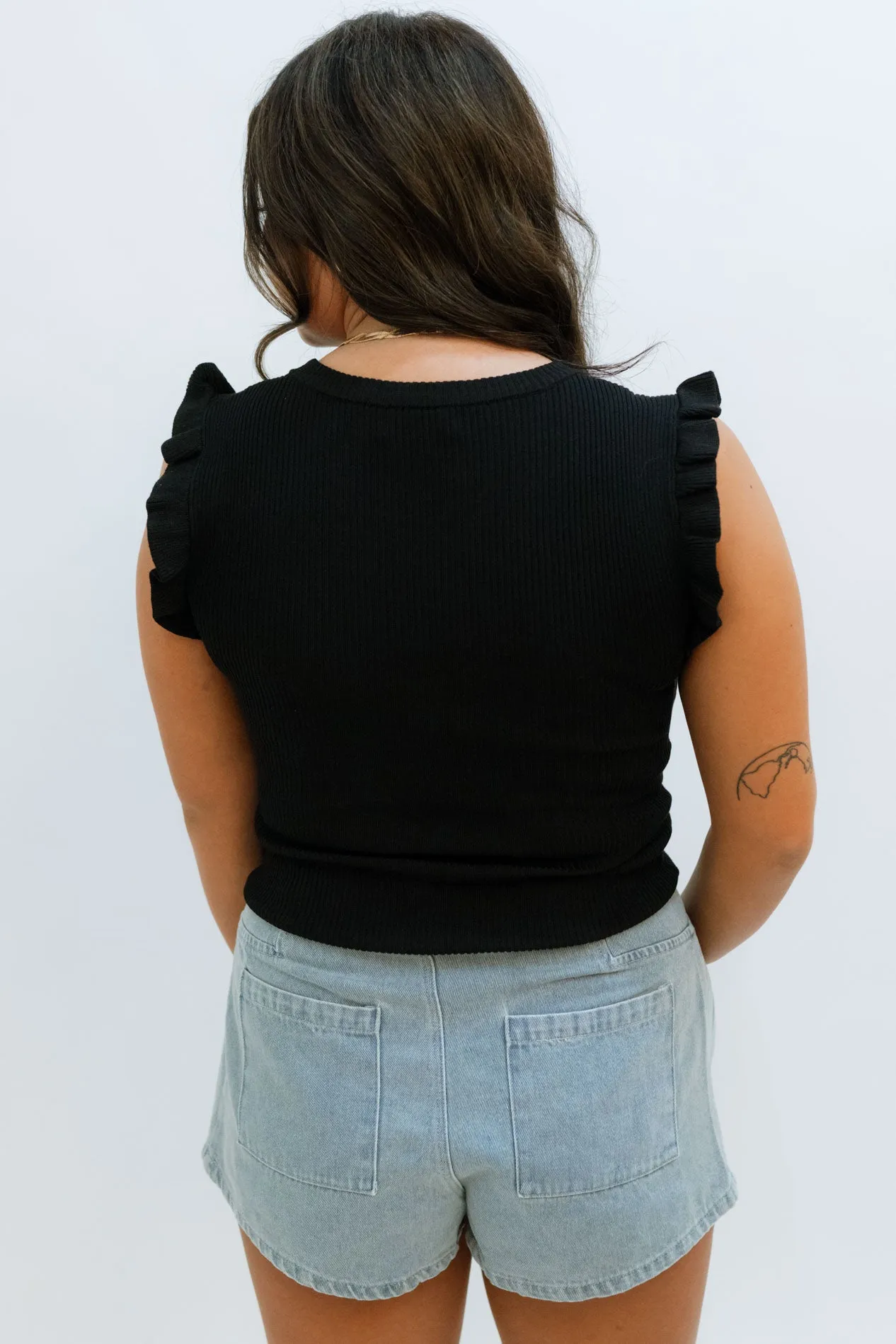 Evie Sleeveless Knit Top - Black