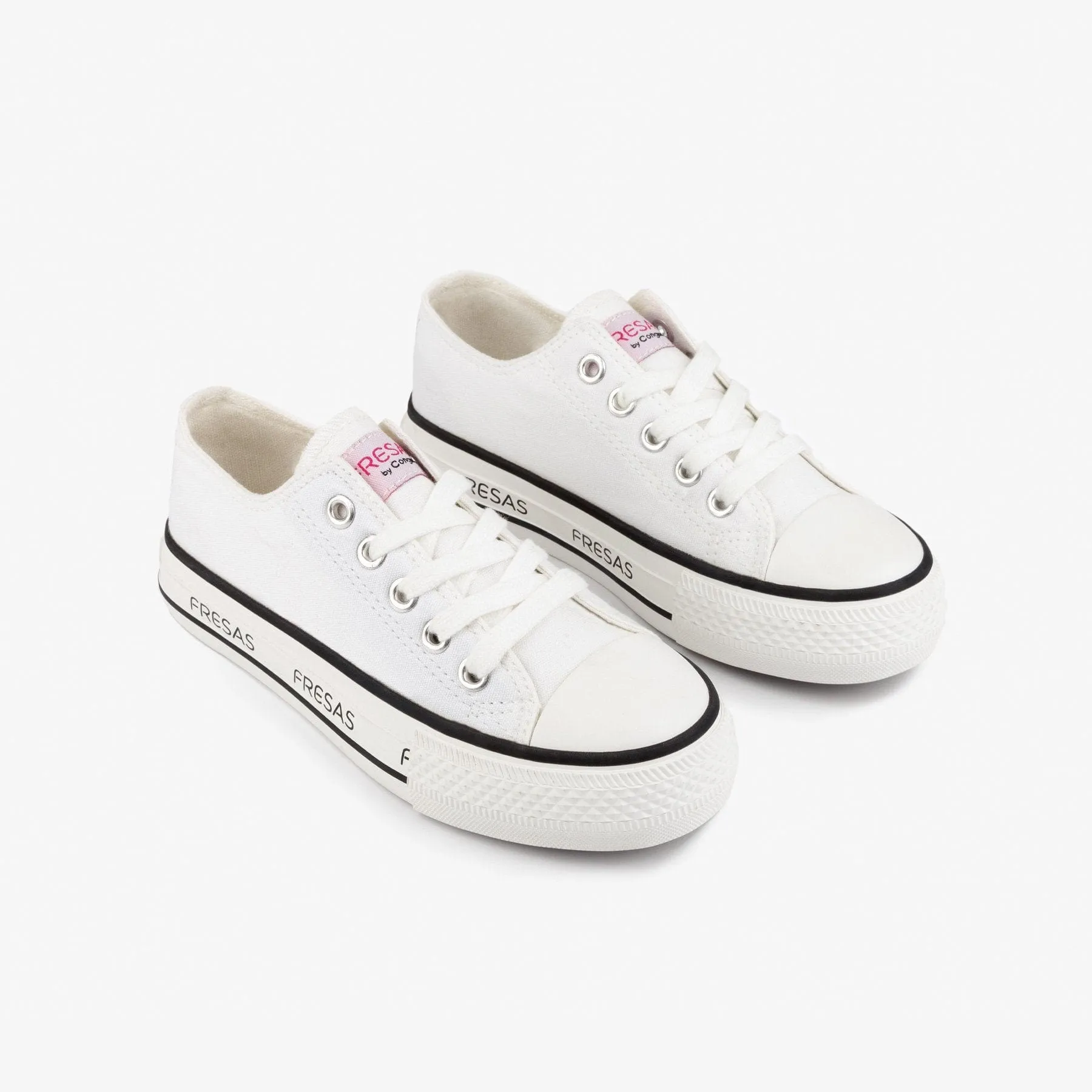 Girl's White Canvas Platform Sneakers