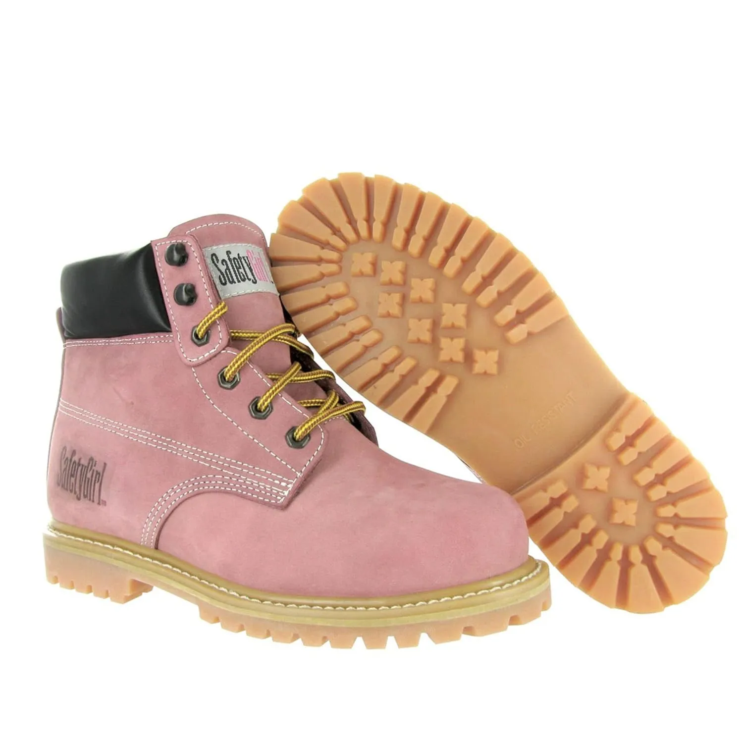 GS003-Lt Pink-8.5M Steel Toe Work Boots - Light Pink - 8.5M, English, Capacity, Volume, Leather, 8.5M, Pink ()