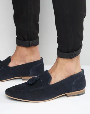 KG By Kurt Geiger Denton Tassel Loafers In Navy Suede