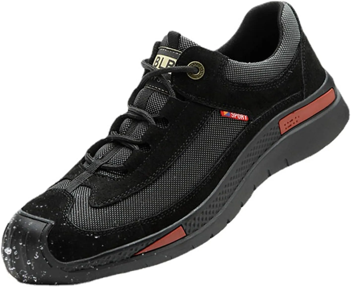 Mens Puncture-Proof Work Boots,Steel Toe Slip-Resistant Rubber Leather Safety Shoes, Breathable Motocross Protective Boots