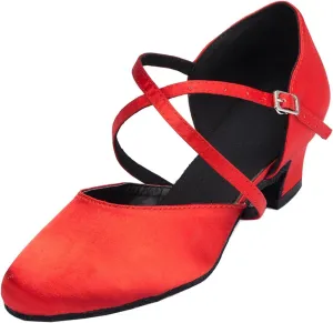 Minishion Women's TH116 Chunky Low Heel Satin Wedding Ballroom Latin Taogo Dance Pumps Shoes