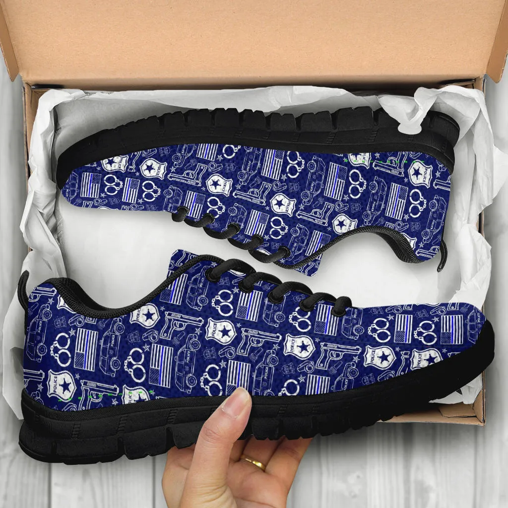 Police Print Back The Blue/White Women's Sneakers