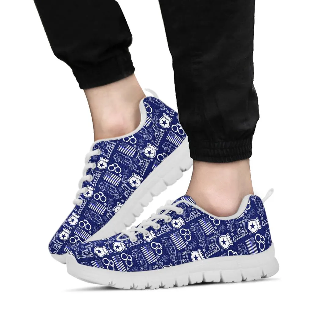 Police Print Back The Blue/White Women's Sneakers