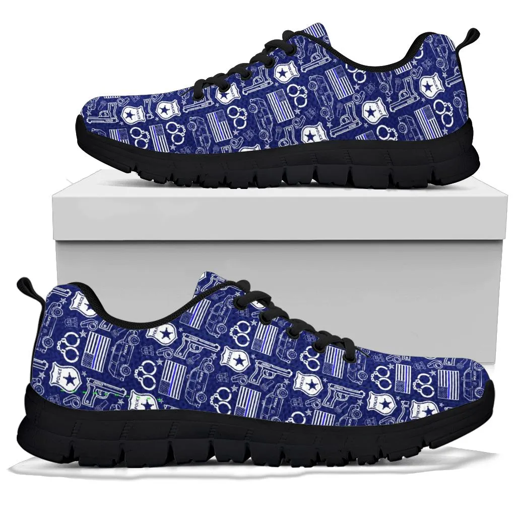 Police Print Back The Blue/White Women's Sneakers