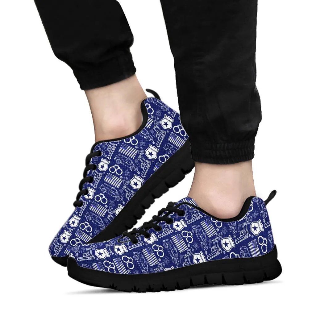 Police Print Back The Blue/White Women's Sneakers