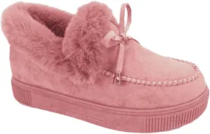 SACFOF Women's Winter Flat Boots Warm Durable Shoes Fur Lining Ankle Snow Boots Loafer Flats Platform Thick Plush Shoes