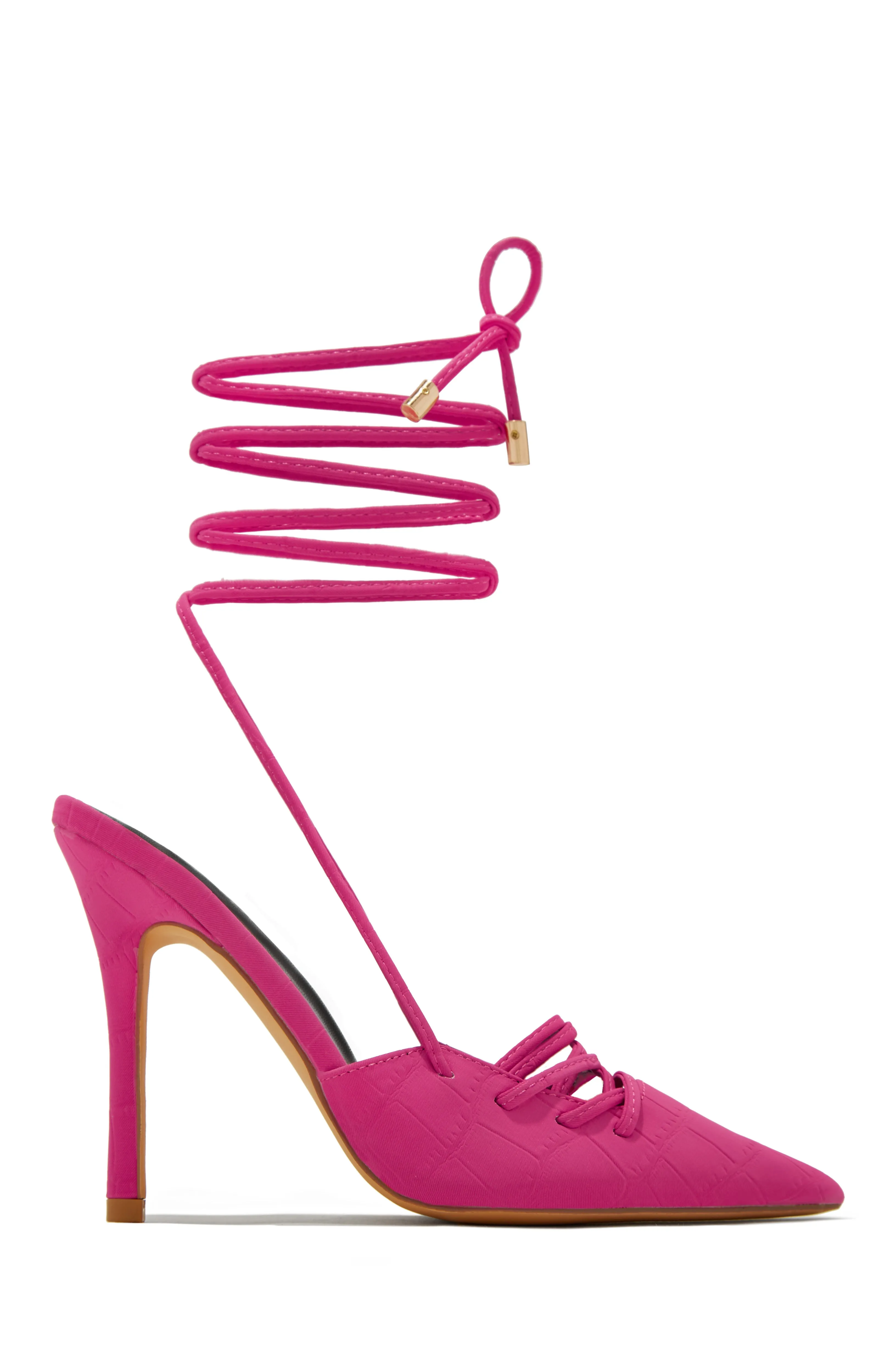 Simone Lace Up High Heel Pumps - Gold