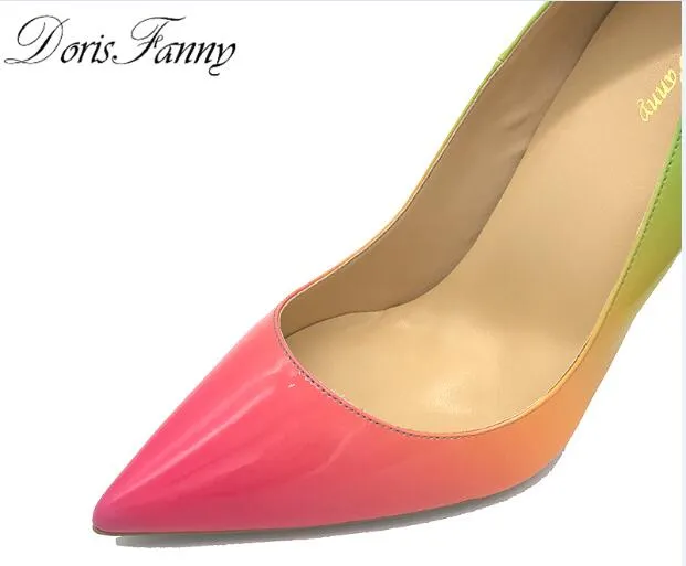 Spring fancy women high heels pointed toe sexy stiletto Rainbow Heels
