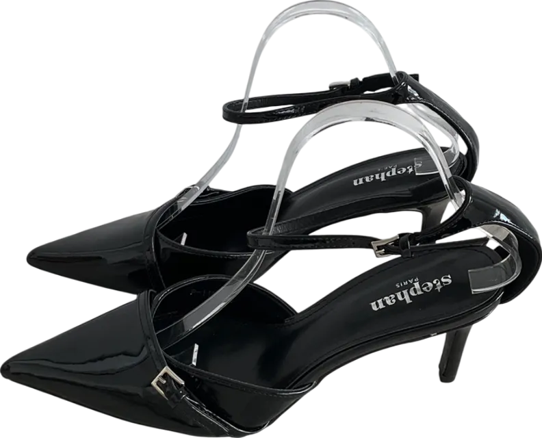 Stephan Black Varnish Pumps With Cross Straps UK 7 EU 40 
