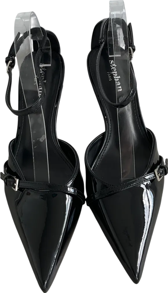 Stephan Black Varnish Pumps With Cross Straps UK 7 EU 40 