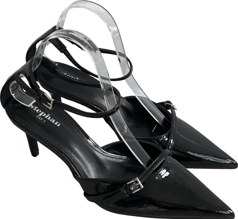 Stephan Black Varnish Pumps With Cross Straps UK 7 EU 40 