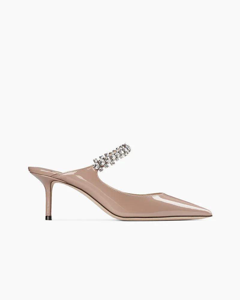 Stylish Crystal Strap Pointed Toe Mule Heels
