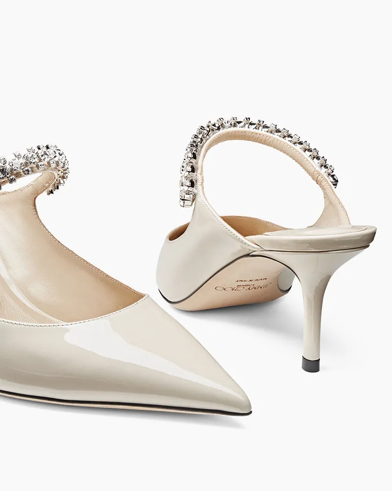 Stylish Crystal Strap Pointed Toe Mule Heels