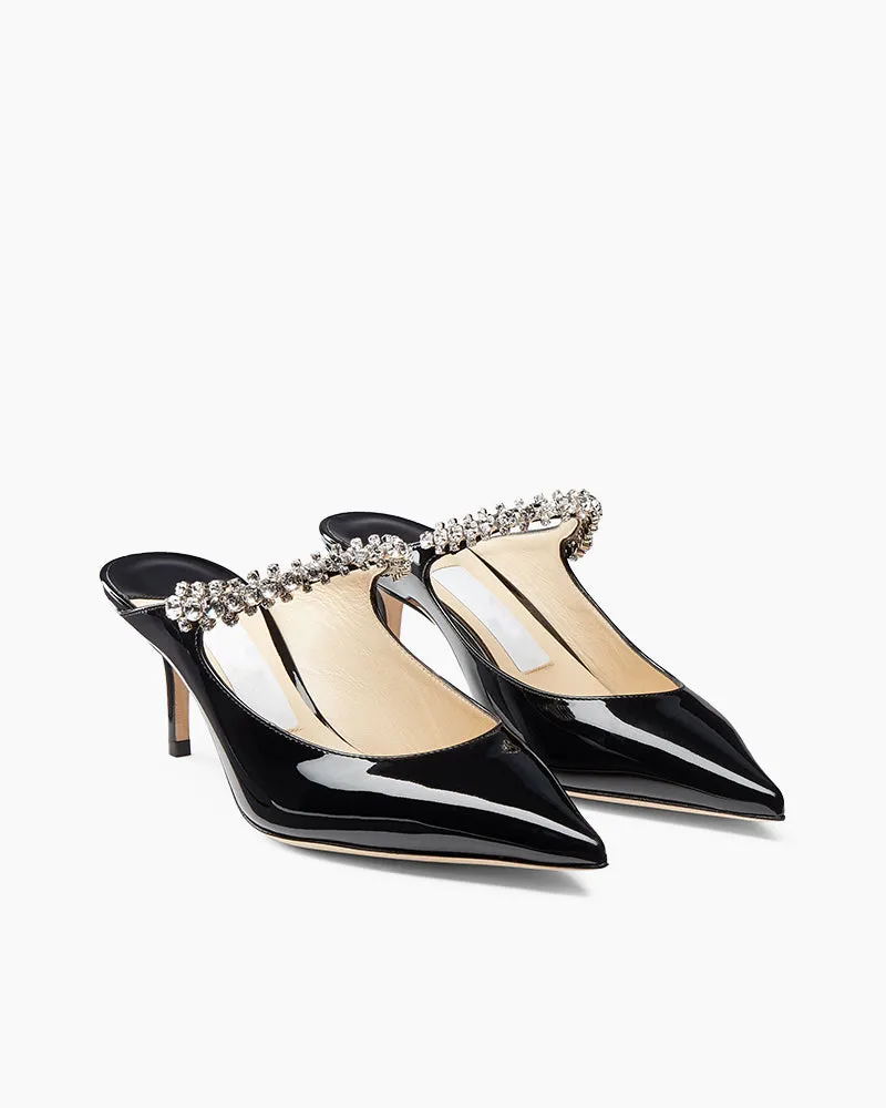 Stylish Crystal Strap Pointed Toe Mule Heels