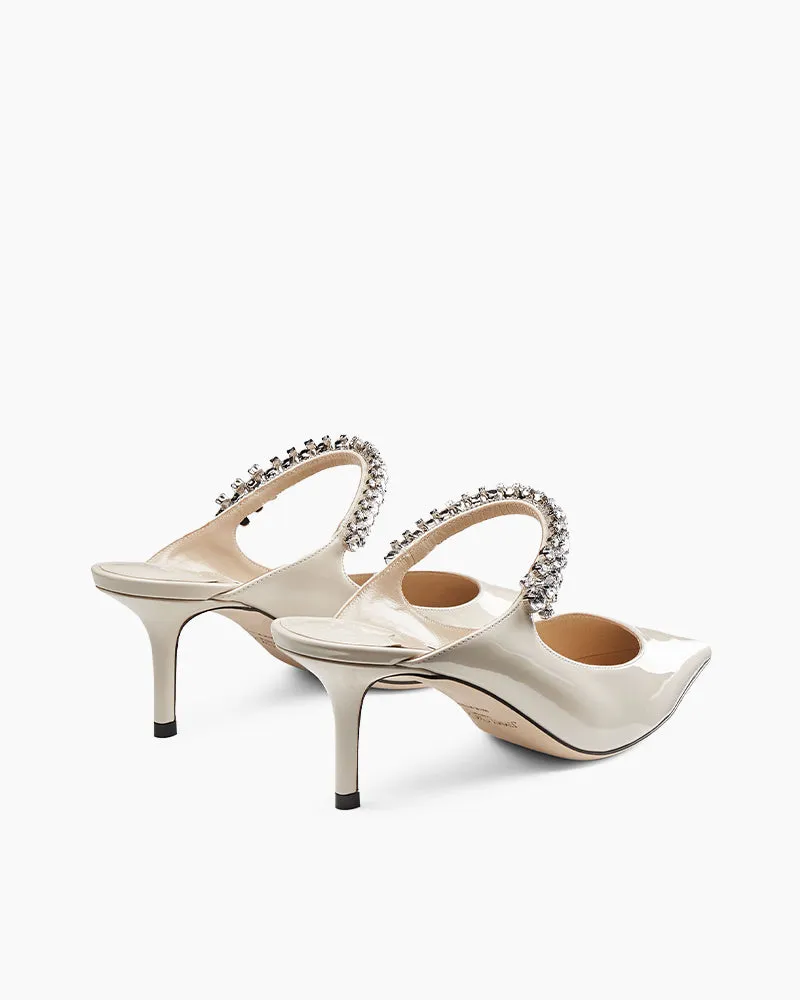 Stylish Crystal Strap Pointed Toe Mule Heels