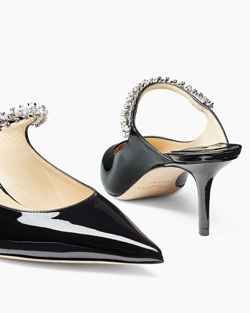 Stylish Crystal Strap Pointed Toe Mule Heels
