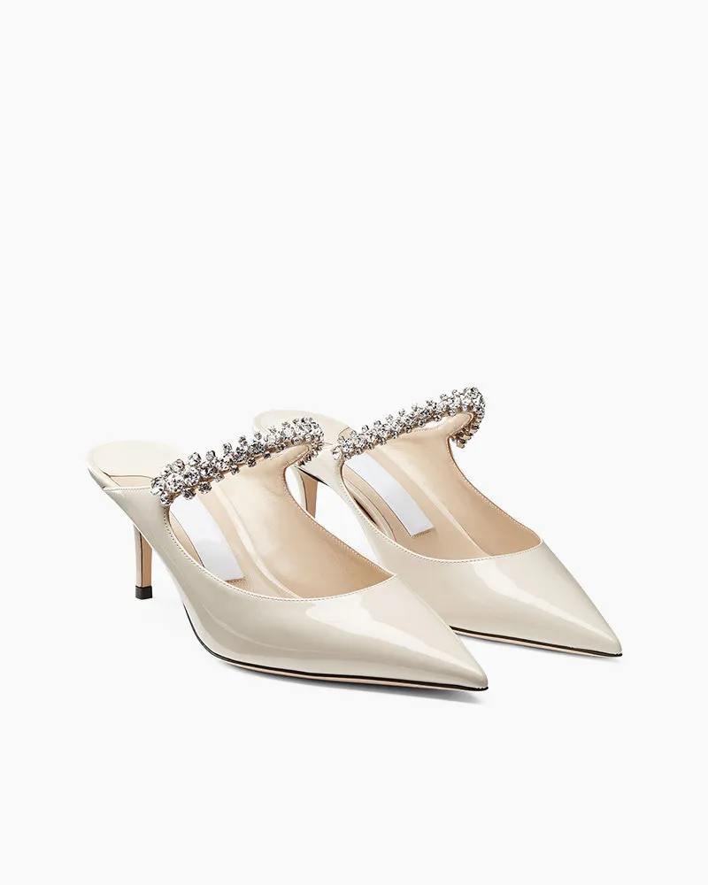 Stylish Crystal Strap Pointed Toe Mule Heels