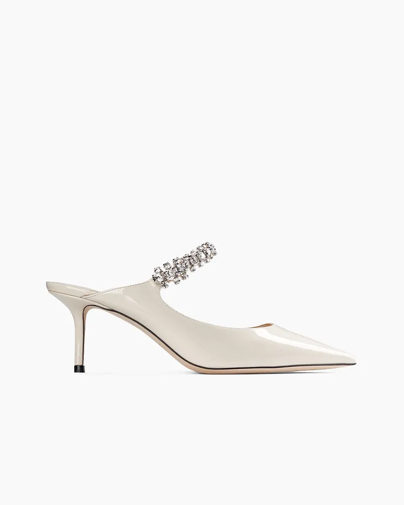 Stylish Crystal Strap Pointed Toe Mule Heels