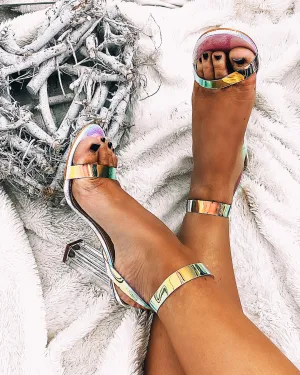 Table Turn Hologram Block Heels