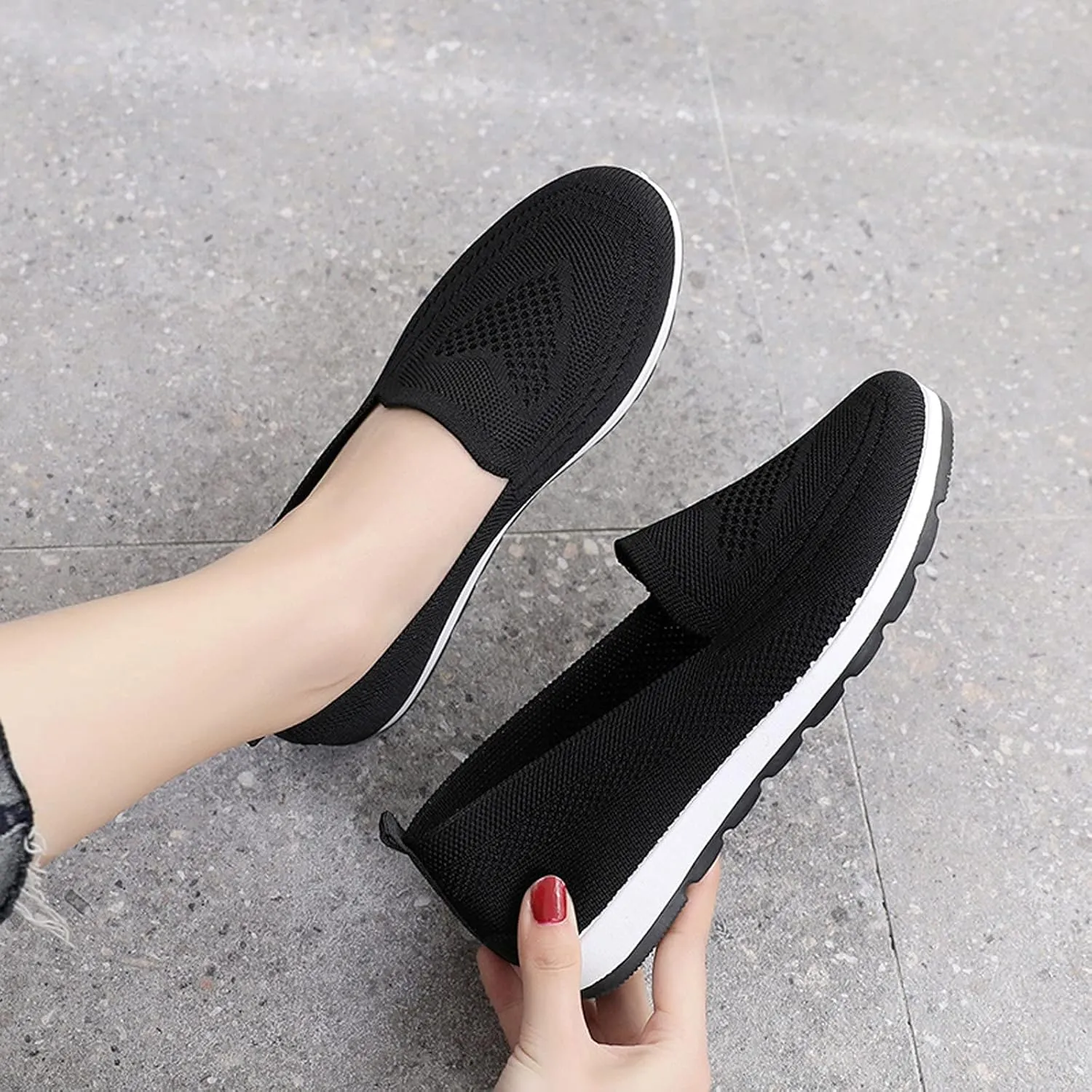 Wedge Sneakers for Women Trendy Mesh Walking Sneakers Breathable Tennis Shoes Casual Running Sandals Slip On Loafers