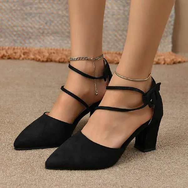 Women's Pointed-Toe Buckle Chunky Heel Hollow Sandals 15766708C