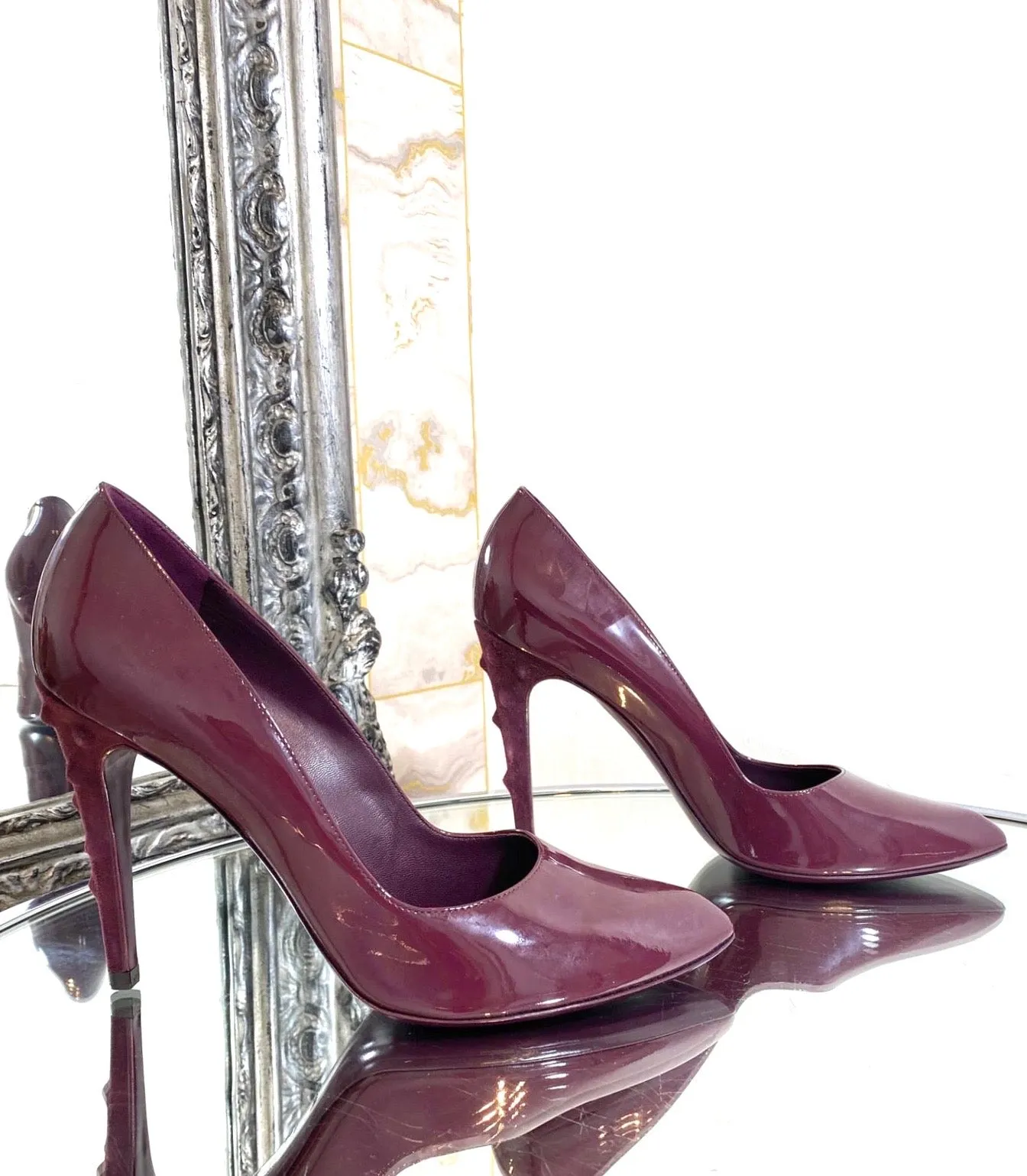 YSL Patent Leather& Suede Bobble Heels. Size 38